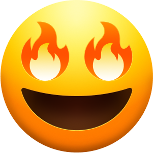 Emoji with fire eyes