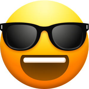 Emoji with big ,open smile and sunglasses