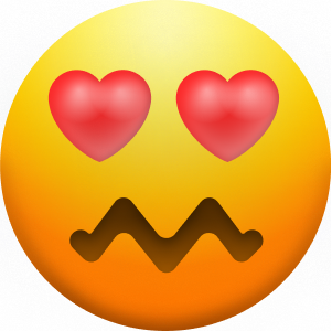 Emoji with perplexed expression and heart eyes