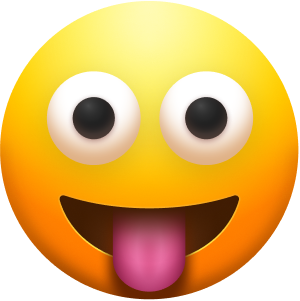 Emoji staring with tongue sticking out